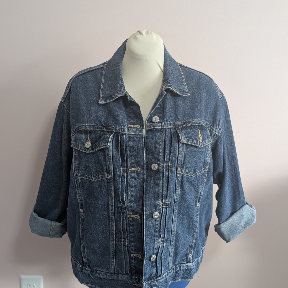 Old Navy Dark Blue Denim Jacket - Women's Jean Coat